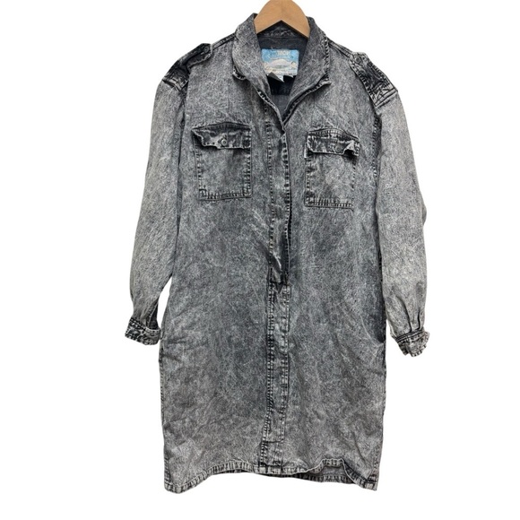 Vintage Dresses & Skirts - Vintage Don’t Stop Acid Wash Denim Dress